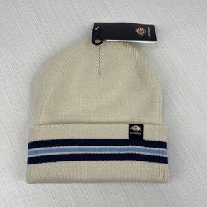 Dickies Skateboarding Tom Knox Beanie Cream Blue Embroidered One Size NWT